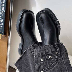 Slip on Tabi shoes black inner leather smart style split toe loafers lightweight edgy outdoor mules