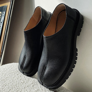 Slip on Tabi shoes black inner leather smart style split toe loafers lightweight edgy outdoor mules