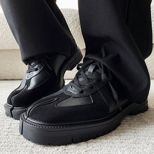 Tabi trainers black real leather unisex split toe sneakers casual style sports loafers edgy outdoor shoes