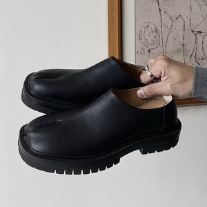 Slip on Tabi shoes black inner leather smart style split toe loafers lightweight edgy outdoor mules