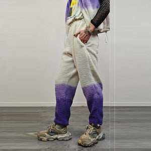 Cropped hooded fleece jacket purple gradient short rave bomber sports set burning man outfit detachable sleeves festival overcoat carnival