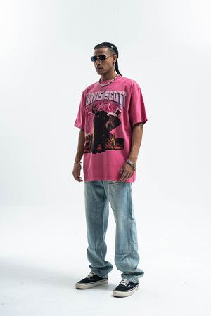 Vintage Travis Scott t-shirt retro rapper tee hip-hop top in pink