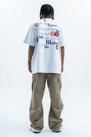 Love slogan t-shirt couples top graffiti tee in white