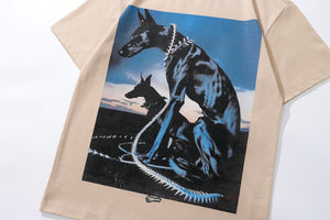Doberman t-shirt dog print tee pinscher poster top in vintage cream
