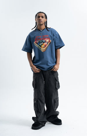 Pool game t-shirt retro gamer top grunge preppy tee blue