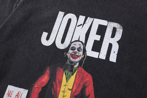 Clown t-shirt joker slogan tee creepy print top in vintage grey