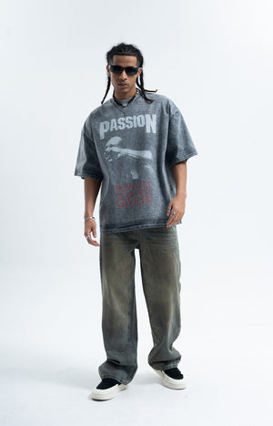 Boxer t-shirt motivational top grunge hip-hop tee in grey