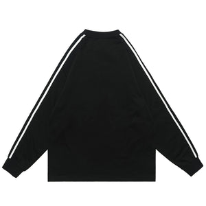 Psychedelic jumper long sleeve cybepunk top alien print t-shirt grunge striped pullover in black