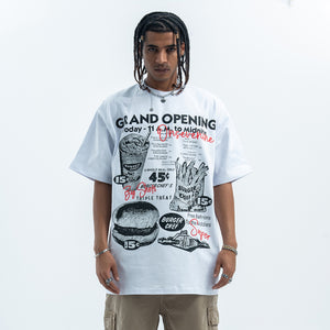 Fast food t-shirt burger print top 90s tee in black