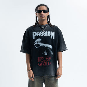 Boxer t-shirt motivational top grunge hip-hop tee in grey