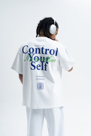 Control slogan t-shirt motivational top 90s tee in black