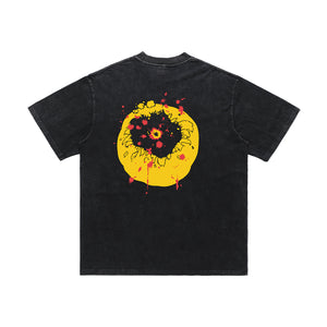 Smile emoji t-shirt bloody tee hip-hop top in black