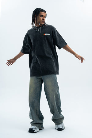 Racing car t-shirt retro cartoon top motorsports tee in Grey