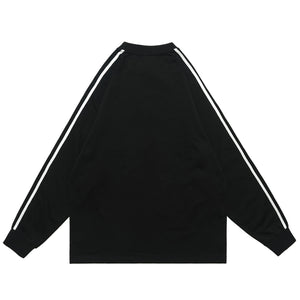 Peace slogan jumper long sleeve anti war top striped grunge t-shirt in black