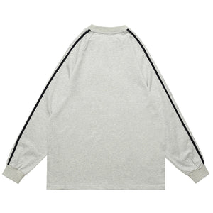 Psychedelic jumper long sleeve cybepunk top alien print t-shirt grunge striped pullover in black