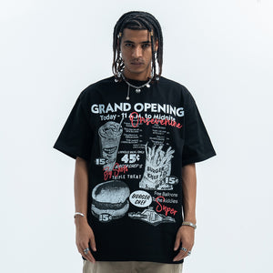 Fast food t-shirt burger print top 90s tee in black