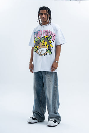 Hip-hop t-shirt rapper top money print tee Brown