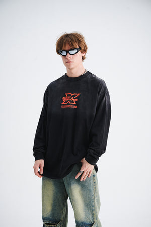 Fast & furious slogan jumper long sleeve motorsports jumper racing t-shirt in black