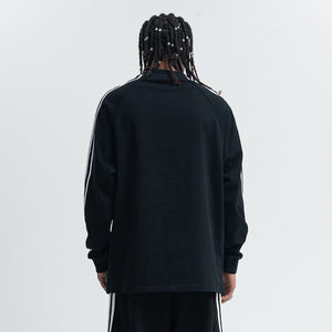 Paranoia slogan jumper long sleeve striped top music notes print retro t-shirt in black