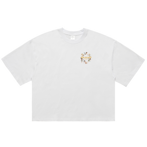 Angels print t-shirt vintage cartoon top retro pattern tee in white