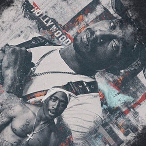 Tupac sleeveless t-shirt vintage rapper vest retro hip-hop tank top in acid wash black