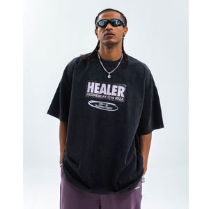 Ibiza t-shirt healer slogan top grunge raver tee retro party jumper in black