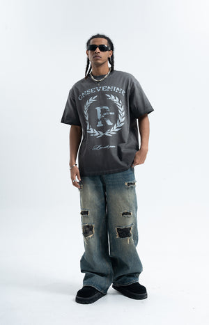 Anti war t-shirt peace slogan top hippie tee in grey