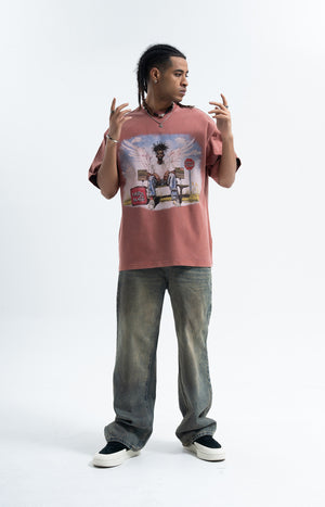 Dead rapper t-shirt hip-hop tee angel print top in grey