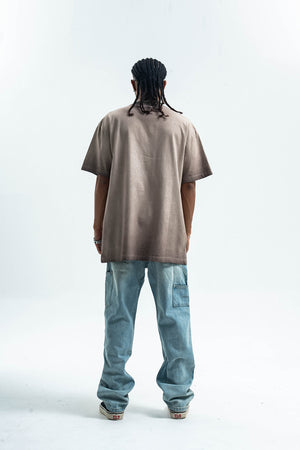 Grunge rapper t-shirt retro hip-hop tee saint slogan top in grey