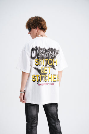 Punk mouse t-shirt Mickey top graffiti tee cartoon jumper in white