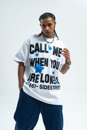 Lonely t-shirt single slogan top graffiti tee in Black