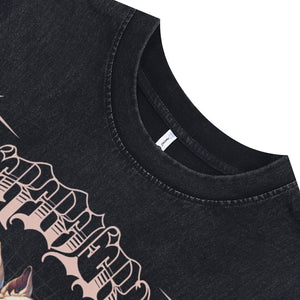 Mutation sleeveless t-shirt creepy wolves print surfer vest 00s Gothic tank top in acid wash black