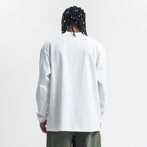 Balaclava print long sleeve top ganster t-shirt hip-hop jumper in white