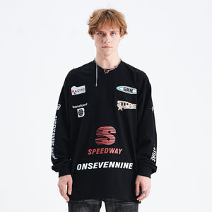 Motorsports jumper long sleeve racing jumper thin sports t-shirt in black