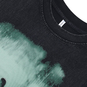 Creepy shadow sleeveless t-shirt gothic print surfer vest 00s grunge tank top in acid wash black