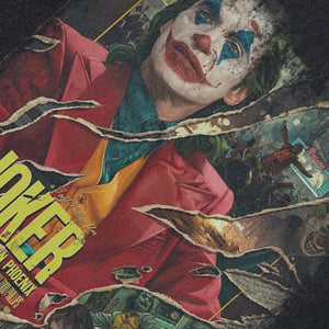 Joker sleeveless t-shirt vintage movie vest 00s retro clown print tank top in acid wash black