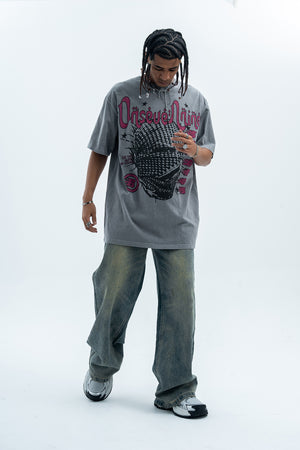 Arabic t-shirt hip-hop tee grunge rapper top in orange