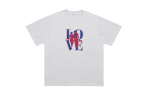 Love slogan t-shirt couples top graffiti tee in white