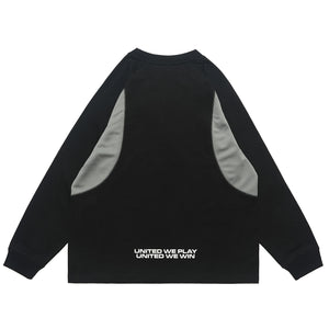 Racing top long sleeve patchwork top motorsports grunge jumper in blue