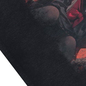 Cute anime girl sleeveless t-shirt vintage Japanese vest retro cartoon tank top in acid wash black