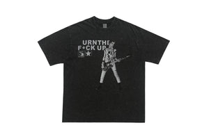 psychedelic t-shirt creepy sculpture top grunge painting tee in Grey