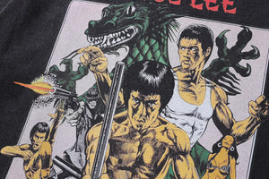 Vintage Bruce Lee t-shirt martial arts tee retro movie top in grey