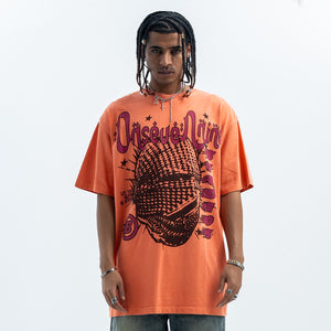 Arabic t-shirt hip-hop tee grunge rapper top in orange