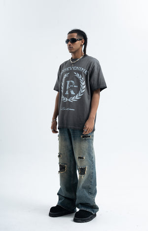 Anti war t-shirt peace slogan top hippie tee in grey