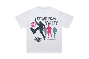 Psychedelic t-shirt graffitit top escape slogan tee raver jumper in black