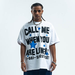 Lonely t-shirt single slogan top graffiti tee in Black