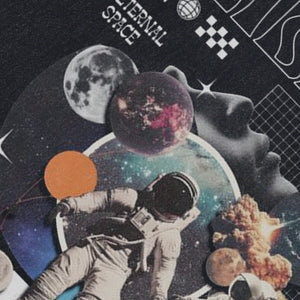 Galaxy slogan sleeveless t-shirt astronaut print surfer vest 00s space cartoon tank top in acid wash black