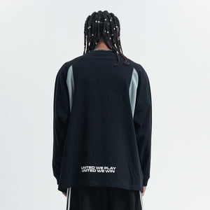 Racing top long sleeve patchwork top motorsports grunge jumper in blue