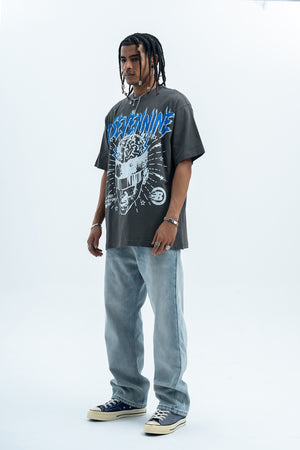 Brain print t-shirt creepy cartoon top monster tee in white