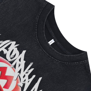 Super Mario sleeveless t-shirt vintage gamer vest 00s creepy cartoon tank top in acid wash black